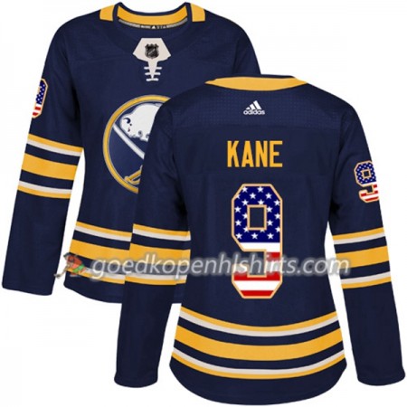 Buffalo Sabres Evander Kane 9 Adidas 2017-2018 Navy Blauw USA Flag Fashion Authentic Shirt - Dames